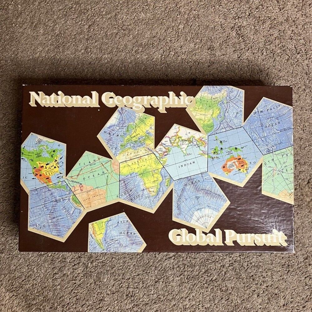 National Geographic Global Pursuit Geography Map Board Game 1987 Complete